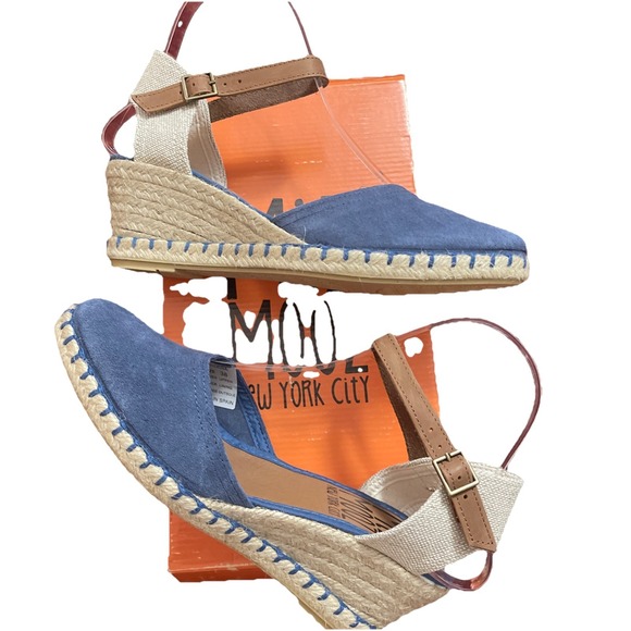 NIB Miz Mooz Women's Malena Wedge Sandals Ocean Blue Leather Women 38 Spain NEW - Picture 8 of 16